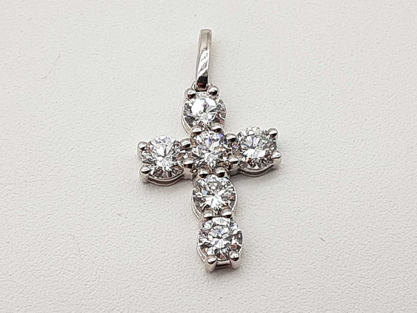 1.98 Cttw Lab Grown Diamonds 14k White Gold 2.0g Cross Pendant Do0525roode