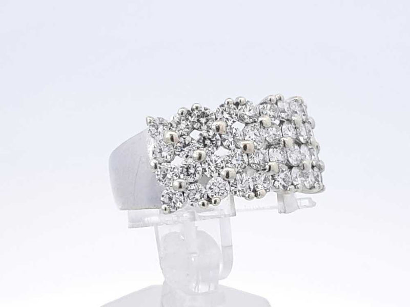 2.0 Cttw Diamond & 14k White Gold Four-row Ring 5.1 Grams Size 8 Fw0925pcsdu