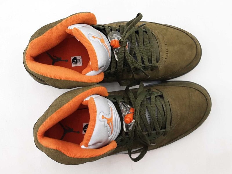 Nike Air Jordan 5 Retro In Army Olive & Solar Orange Size 11 Fw0925rzdu