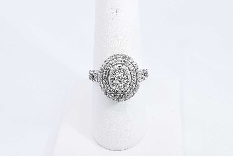 Diamond Approx. 1.2ctw Ring In 10k White Gold 4.09 Grams Size 7.5 Eb0724lcxsa