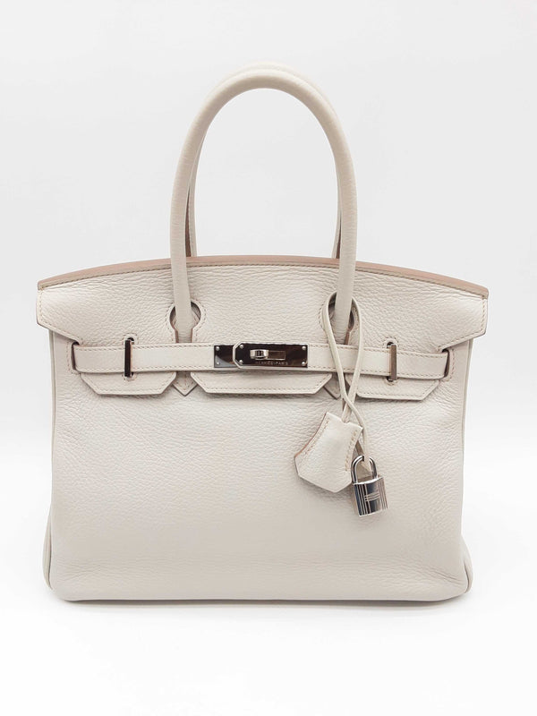 Hermes Birkin 30 Gris Perle Grey Clemence Palladium Handbag Do1024scxzde