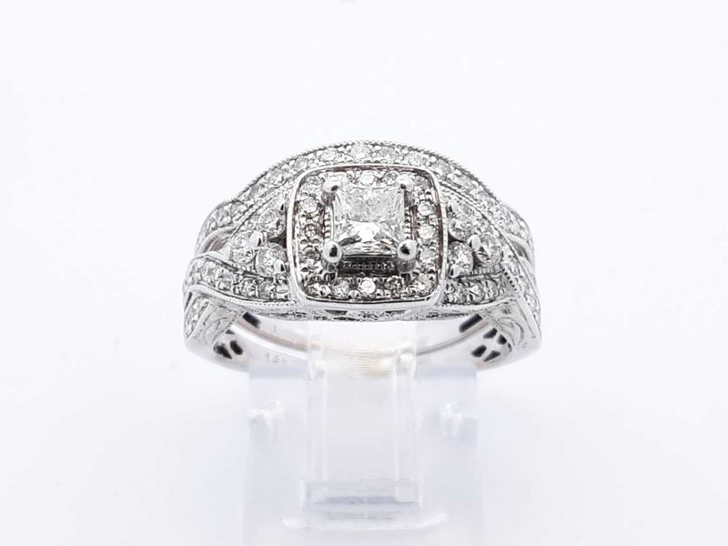 1.18 Cttw Diamond & 14k White Gold Bridal Set 5 Grams Size 8 Fw0925rrxdu