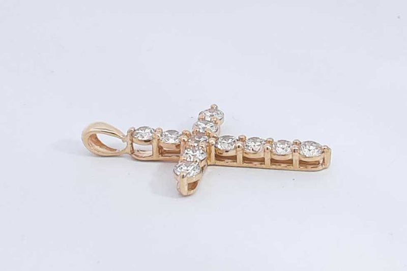 Approx. 1.1ctw Diamond Cross Pendant In 14k Yellow Gold 2 Grams Eb0824oxzsa