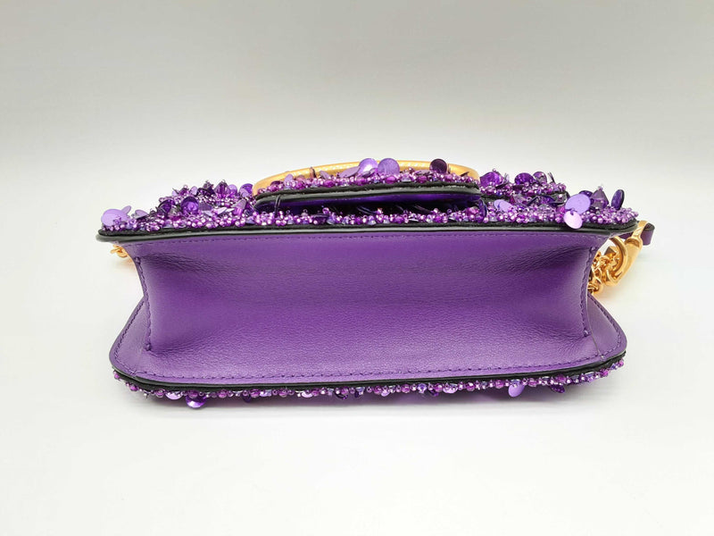 Valentino Garavani Loco Purple Sequin Shoulder Bag Do0724lxzxde