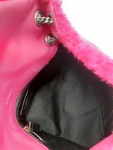 Yves Saint Laurent Loulou Ysl Fuchsia Shearling Shoulder Bag Eb1224loxzsa