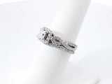 1.12 Cttw Diamond & 14k White Gold Princess-cut Halo Bridal Set 7.5 Grams Size 6.5 Fw0726crxdu