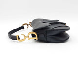 Christian Dior Small Saddle Bag In Black Grained Leather Fw1026erzdu