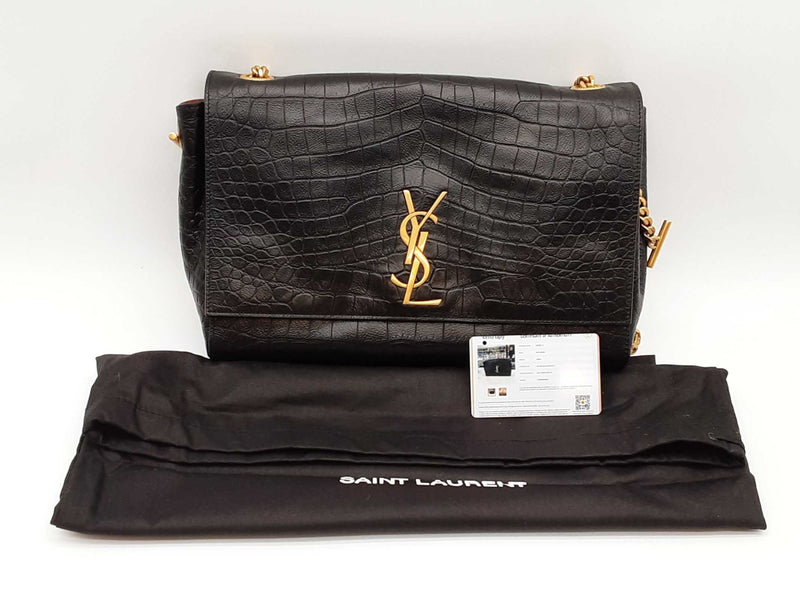 Saint Laurent Reversible Kate Croc Embossed Leather Shoulder Bag Sd1025llzxde