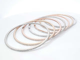 7.74 Cttw Diamond & 14k Tricolor Gold Set Of 7 Bangles 53.3g 7 Inch Fw0826przxdu