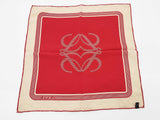 Loewe Anagram Logo Red Creme Silk Square Scarf Do0926lrxde