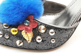 Dolce & Gabbana Vally Black Glitter Mink Fur Pumps Size 40 Eb0626lcrde
