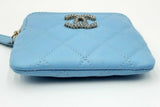 Chanel Quilted Blue Leather Coin Purse Wallet Eb0824exzdu