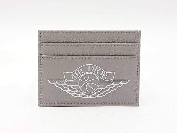 Christian Dior X Air Jordan Gray Pebbled Leather Card Holder Wallet Fw0725wzxdu