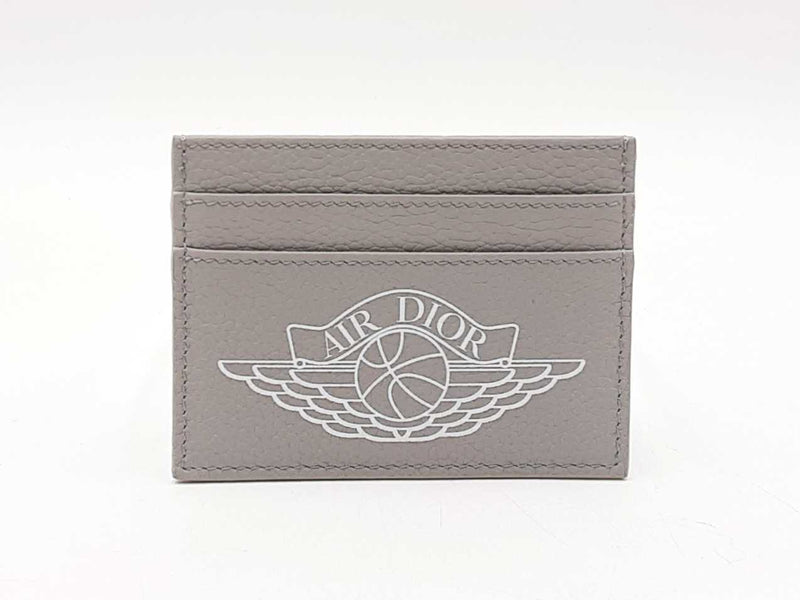Christian Dior X Air Jordan Gray Pebbled Leather Card Holder Wallet Fw0725wzxdu