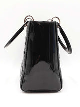Christian Dior Lady Dior In Black Patent Cannage Leather Fw00825lzxzdu