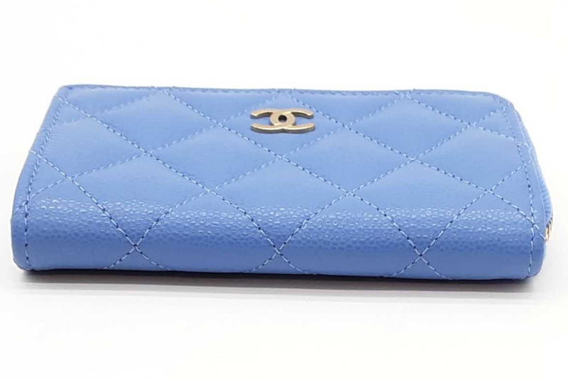 Chanel Blue Quilted Caviar Zip Coin Wallet Eb1125wcrde