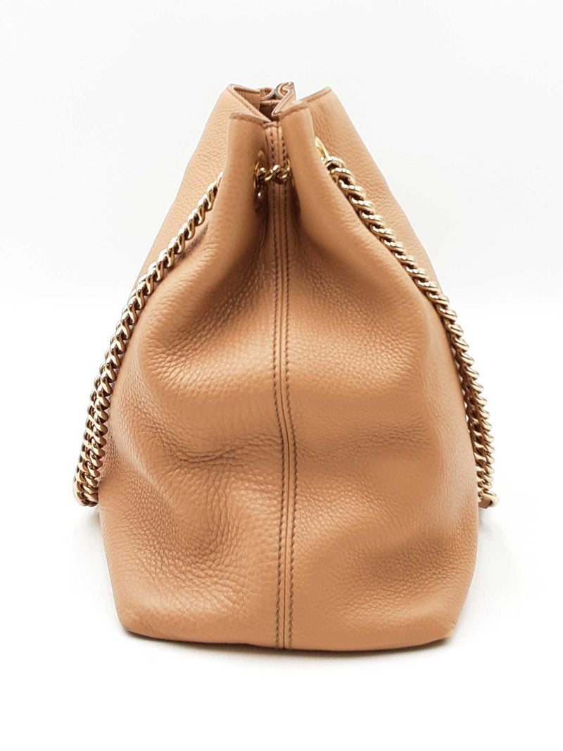 Gucci Soho Chain Shoulder Bag In Tan Pebbled Calfskin Fw0825pzxdu