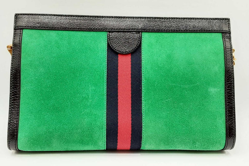 Gucci Web Green Suede Ophidia Chain Shoulder Bag Eb0724prxdu