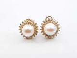 0.40 Cttw Diamond, Pearl, & 14k Yellow Gold Halo Earrings 5.7 Grams Fw0925owzdu