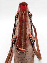 Dooney & Bourke Ostrich Leather Lexington Tote Bag In Cognac Eb0326pxsa