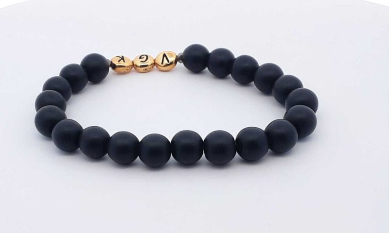 Black Bead Bracelet With Gold Tone Vgk Beads Eb0220losa