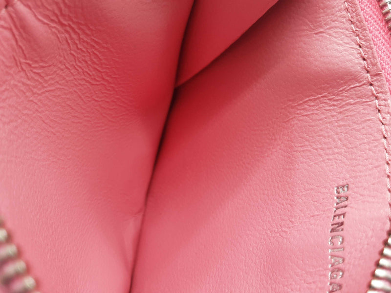 Balenciaga Powder Pink Grained Leather Flat Zipper Pouch Card
