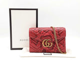Gucci Gg Marmont Chain Mini Bag In Quilted Red Python Leather Fw0626pzxdu