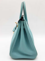 Hermes Birkin 25 Lagon Teal Swift Leather Gold Handbag Do0325lrrxzde