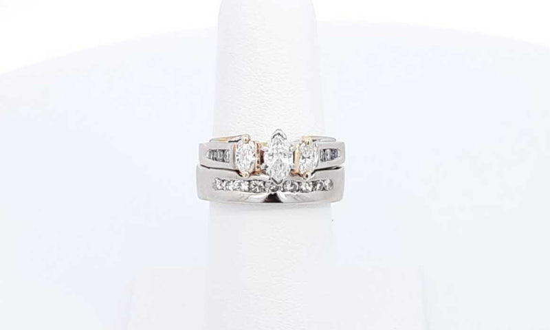 14k White Gold Wedding Band Set 0.36ctw 11.6 Grams Size 6 Ebpxzdu 144030002693