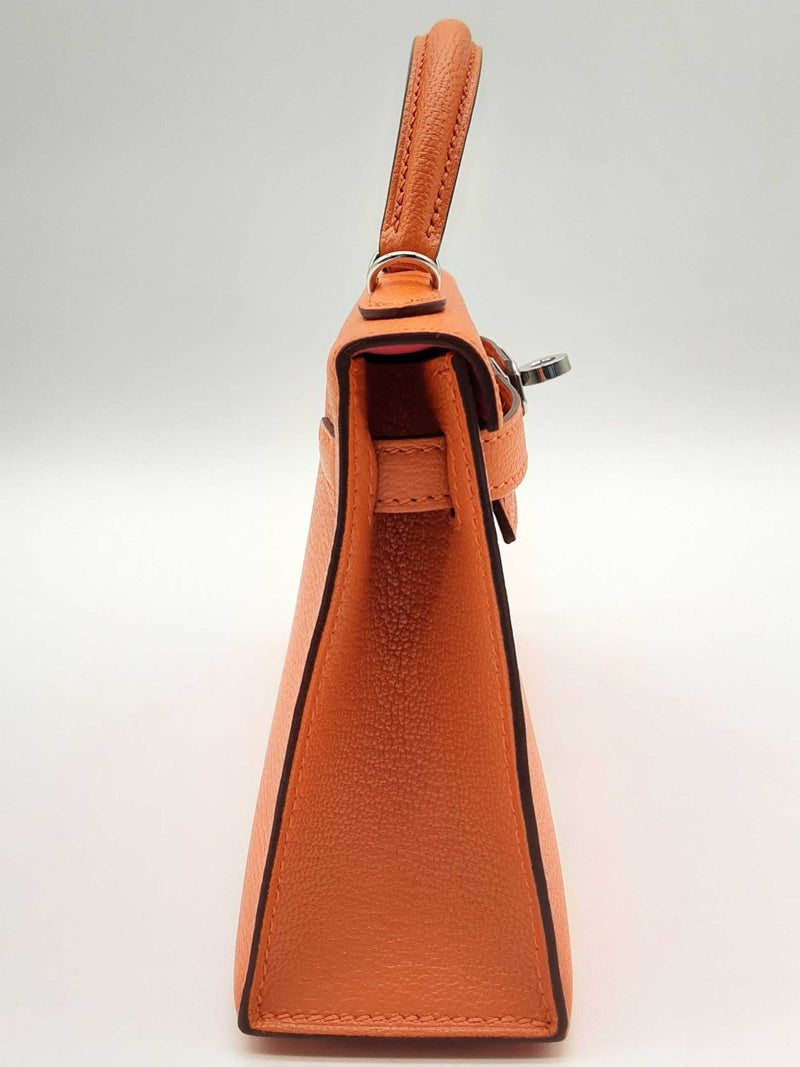 Hermes Mini Kelly Ii Sellier Orange Pink Chevre Mysore Palladium Shoulder Bag Do0225oxzxzde