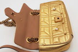 Gucci Gold Metallic Leather Mini Pearly Gg Marmont Shoulder Bag Eb0226wxzsa