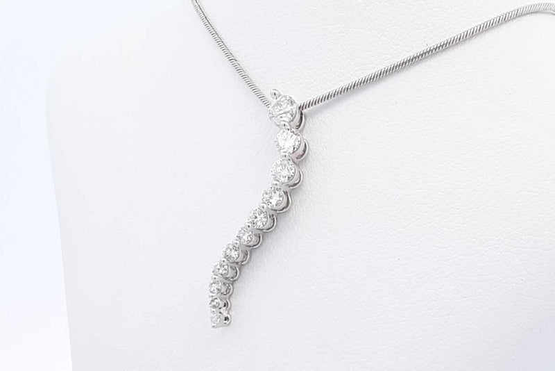 Diamond Journey Pendant & Chain In 14k White Gold 5.2 Grams 20 Inch Eb1224oxedu