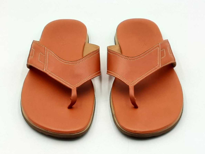 Hermès Thong Sandals In Orange Calfskin Leather Size Eu 45 Us 12 Fw0425pxzdu