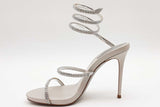 Rene Caovilla Cleo Satin & Rhinestone Snake Ankle Wrap Heels Size 36 Eb1225lxzde