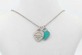 Tiffany & Co. Double Heart Tag Pendant Sterling Necklace 2.7g 18.5in Eb1026lxzsa