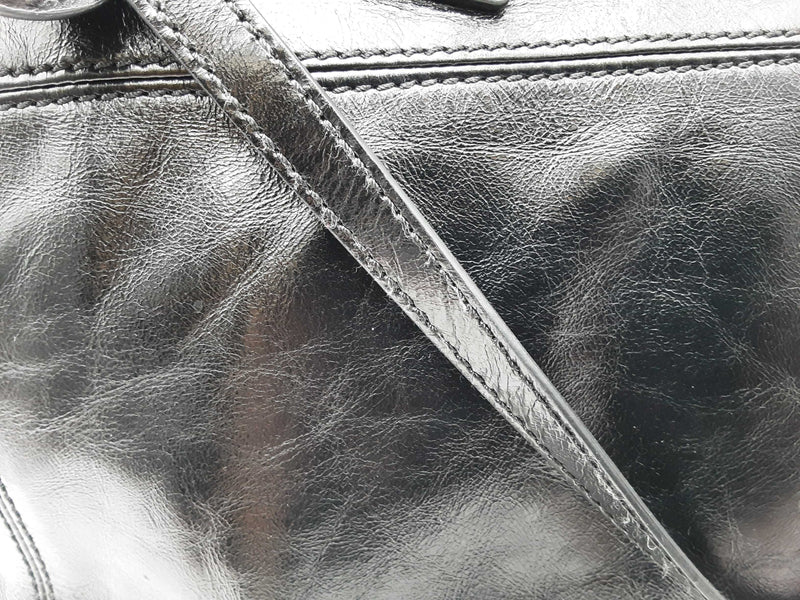 Balmain Track Shiny Leather Black Tote Bag Sd0725rzxsa