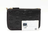 Mcm Aren Mini Crossbody Pouch In Black Monogram Embossed Leather Fw1125crdu