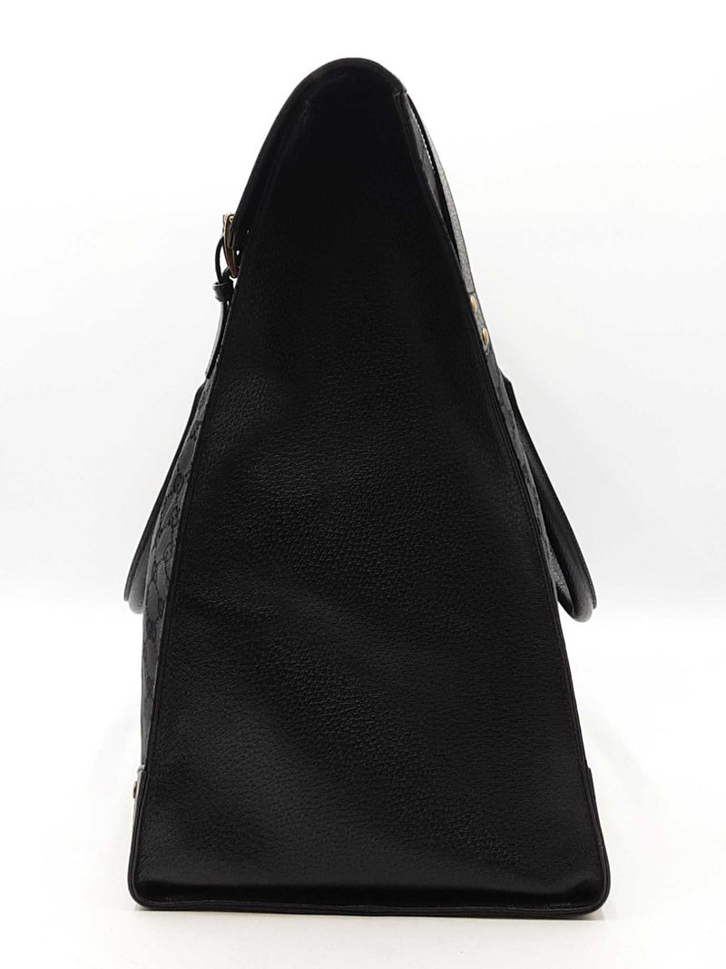 Gucci Travel Tote Bag In Black Gg Monogram Canvas Fabric & Leather Fw0925rzxdu