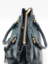Prada Vitello Teal Leather Tote Bag Eb0526iixde
