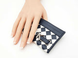 Michael Kors Reed Large Card Holder In Navy & White Woven Leather Fw0826wzdu