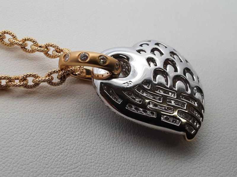 0.99 Cttw Diamond & Two-tone Gold Heart Pendant Necklace 22.6 Grams 20 Inch Fw0525rxzdu