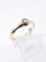 0.20 Ct Bezel-set Rose-cut Diamond & 12k Yellow Gold Solitaire Ring 1.8 Grams Size 7 Fw0925crdu