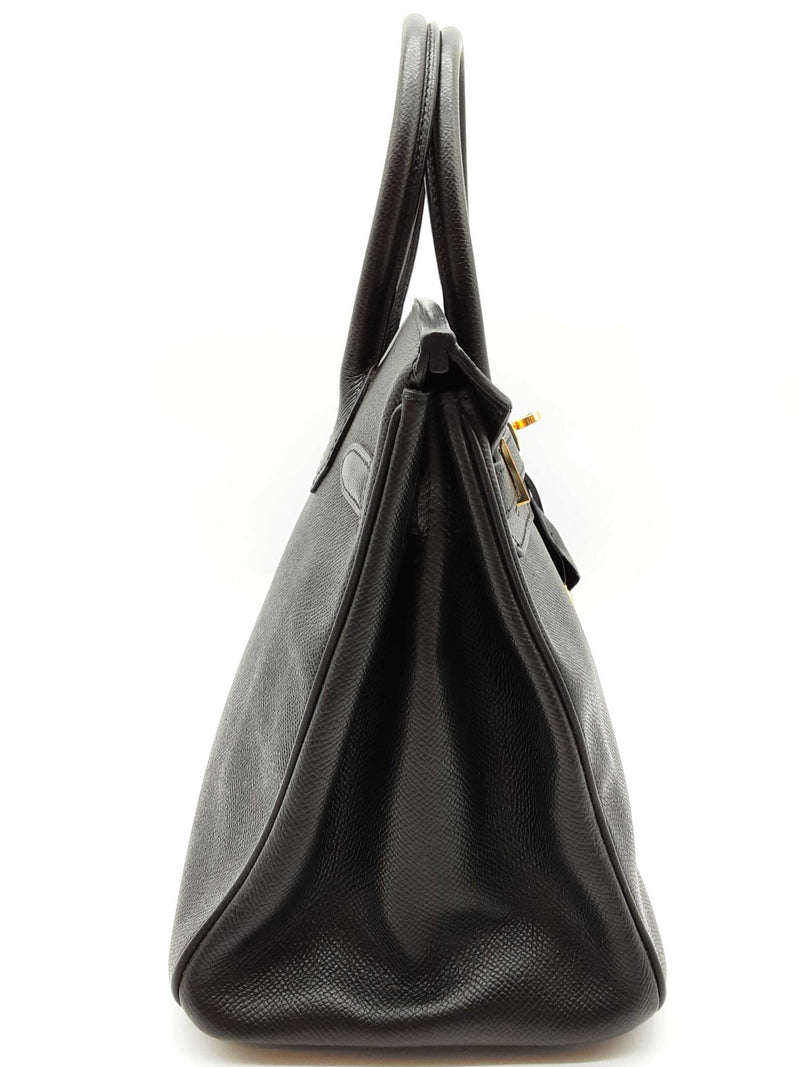 Hermes Birkin 30 Noir Black Epsom Gold Hardware Handbag Do0825lxzxzde