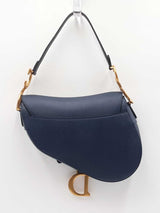 Christian Dior Saddle Bag In Deep Ocean Blue Grained Leather Fw1026llxzdu