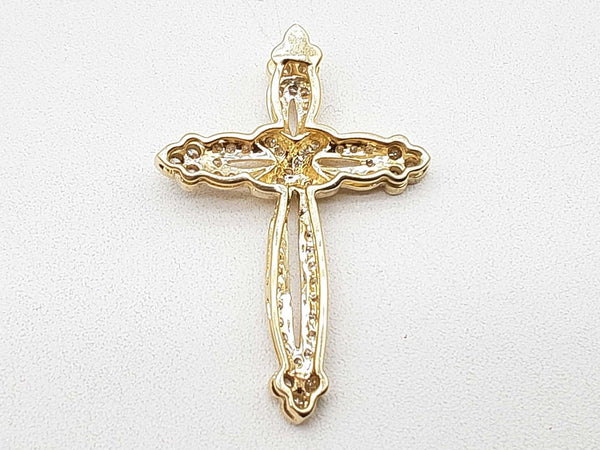 Approximate 0.6 Ctw Diamond 14k Yellow Gold 3.9g Cross Pendant Do0924owxde