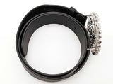 Gucci Crystal Embellished Double G Black Leather Belt Size 95/38 Sd0526crde