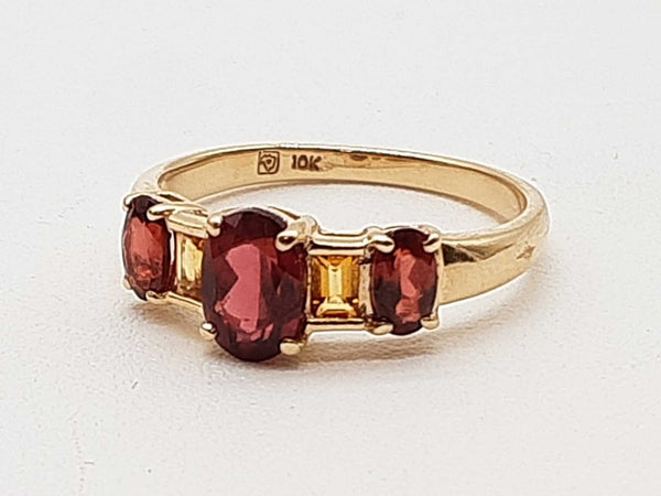 Garnet Citrine 10k Yellow Gold 2.4g Ring Size 7 Do1125ixde