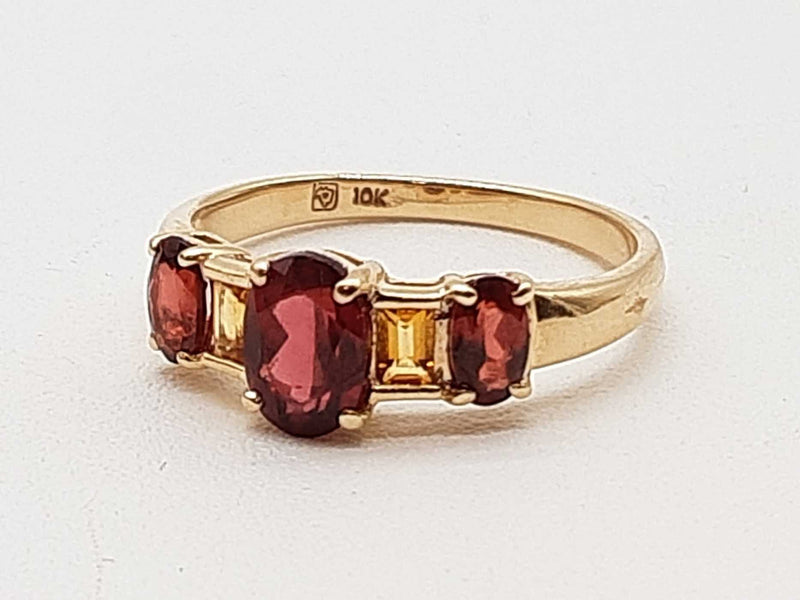 Garnet Citrine 10k Yellow Gold 2.4g Ring Size 7 Do1125ixde