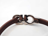Salvatore Ferragamo Double Gancini Silver-tone & Leather Bracelet 7.5 Inch Fw0926ezdu