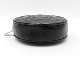 Balmain Embossed Black Leather Round Clutch Belt Bag Fw1025orxdu